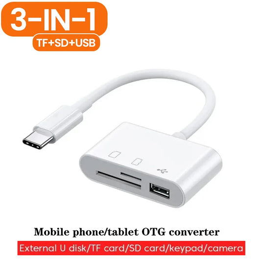 3-in-1 Lightning TypeC To SD & TF Card USB Camera AdapterFor iPhone iPad Card Reader USB Dongle for USB Flash Plug Play