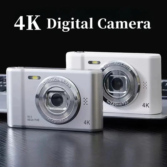 VHS Style - 4K Digital Camera Travel Selfie Camara 50 Megapixels HD Zoom Photography 2.4inch Screen Entry-Level Kids Campus Mini Retro Cam